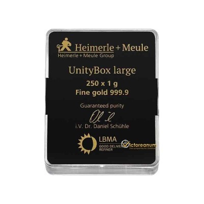 Gramm Goldbarren - 250x1g  - Heimerle + Meule UnityBox