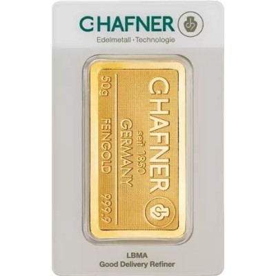 C. Hafner - 50 g - zlatý investiční slitek