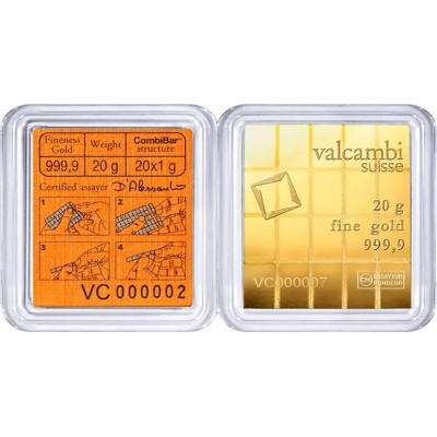 Valcambi 20 x 1g Combibarr - zlatý investiční slitek