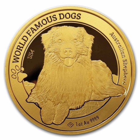 Razze canine del mondo: Pastore Australiano (2024) Moneta d'oro da 1 Oz.