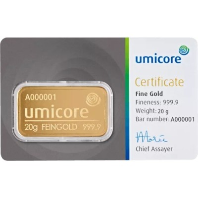Umicore - 20g - lingotto d'oro da investimento