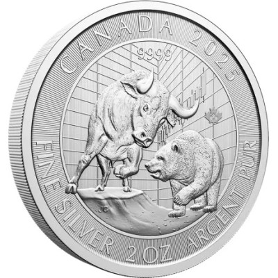 Toro e Orso (2025) - 2 Oz - moneta d'argento da investimento