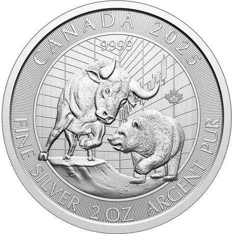 Toro e Orso (2025) - 2 Oz - moneta d'argento da investimento
