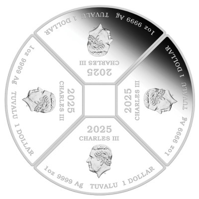 Quadrante del Serpente Lunare - Moneta d'argento da collezione da 4 Oz.