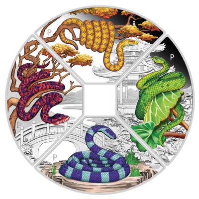 Quadrante del Serpente Lunare - Moneta d'argento da collezione da 4 Oz.