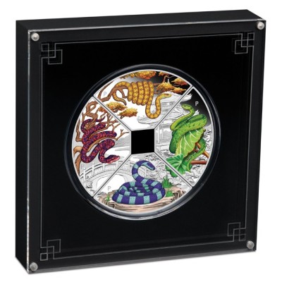 Quadrante del Serpente Lunare - Moneta d'argento da collezione da 4 Oz.