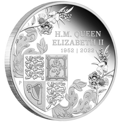 Moneta d'argento proof da 1oz del Giubileo di Platino della Regina 2022