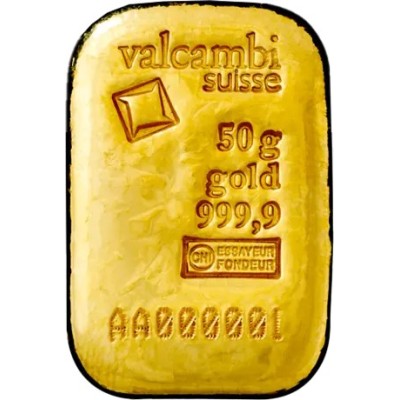 Valcambi 50 g - Lingotto d'oro da investimento (versione fusa/timbrata)