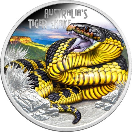 Serpente tigre australiano - Moneta da collezione d'argento da 1 Oz.