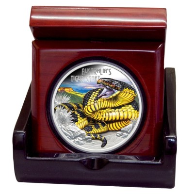 Serpente tigre australiano - Moneta da collezione d'argento da 1 Oz.
