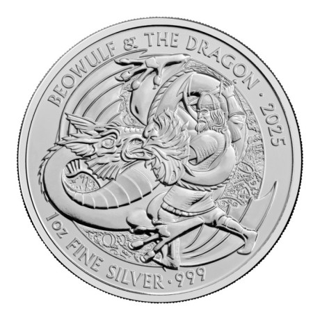 Miti e leggende - Beowulf e il drago - 1 Oz - moneta d'argento da investimento