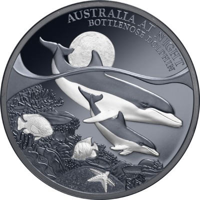 Delfino tursiope - Moneta d'argento da collezione da 1 Oz.