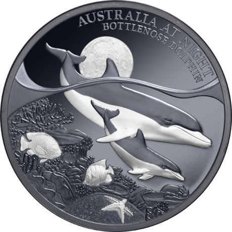 Delfino tursiope - Moneta d'argento da collezione da 1 Oz.