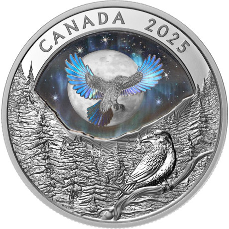 Cielo lunare: Raven - Moneta da collezione d'argento da 1 Oz