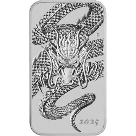 Drago rettangolare (2025) - Moneta da investimento d'argento da 1 Oz.
