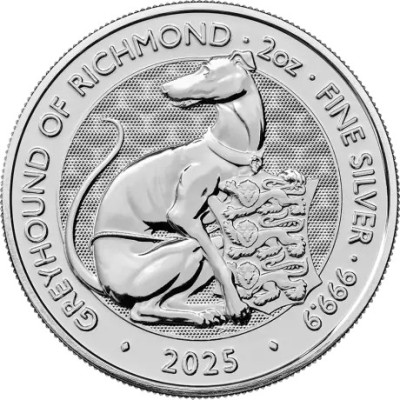 Bestie dei Tudor Levriero di Richmond - Moneta da investimento d'argento da 2 once