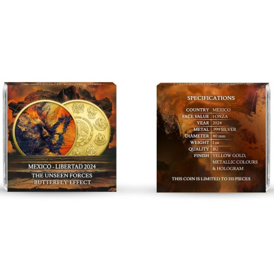 Messico Libertad - Effetto Farfalla (2024) - Moneta da collezione d'argento da 1 Oz.