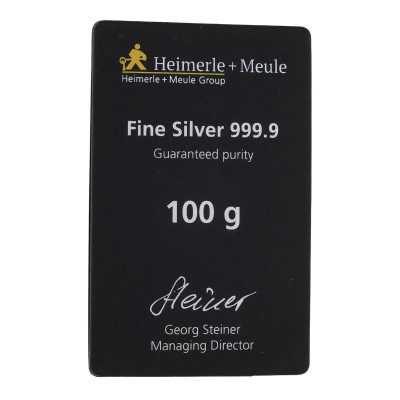 Heimerle + Meule - 100 g - lingotto d'argento da investimento