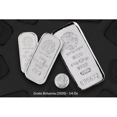 Set d'argento (1 KG + 500g + 250g Argor Heraeus) + monete d'argento Britannia da 1/4 di oncia in omaggio