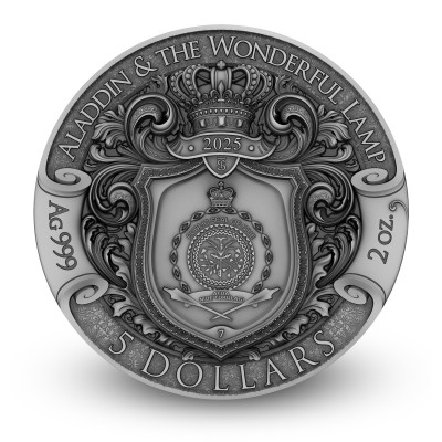 Aladino e la lampada magica - Moneta da collezione d'argento da 2 Oz.