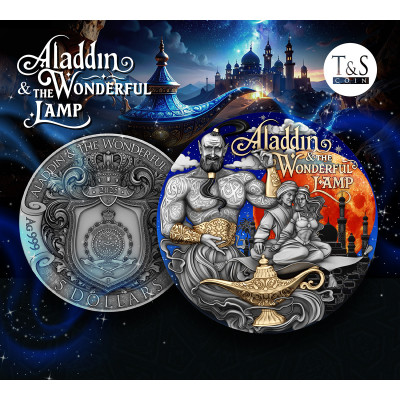 Aladino e la lampada magica - Moneta da collezione d'argento da 2 Oz.