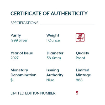 Lunar Goat (2027) - 1 Oz - moneta da collezione in argento