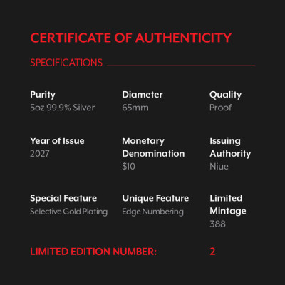 Lunar Goat (2027) - 5 Oz - moneta da collezione in argento proof