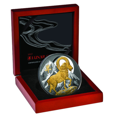 Lunar Goat (2027) - 5 Oz - moneta da collezione in argento proof