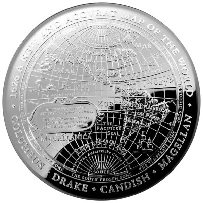 1626 Nuova mappa del mondo - 1 Oz - moneta da collezione in argento proof